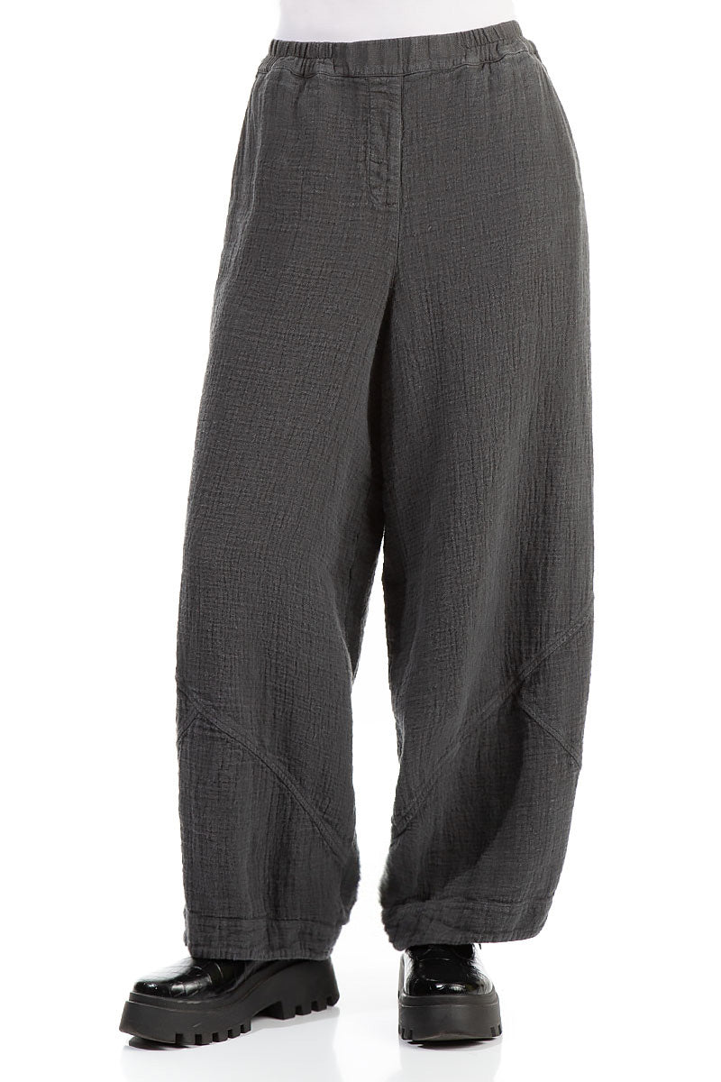 Loose Forest Grey Heavy Linen Trousers