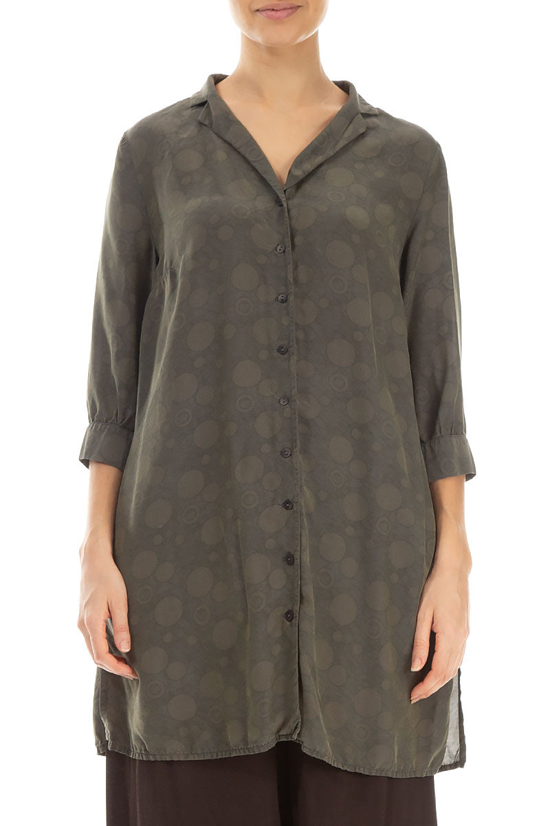 Loose Forest Mist Bubbles Silk Bamboo Shirt 1