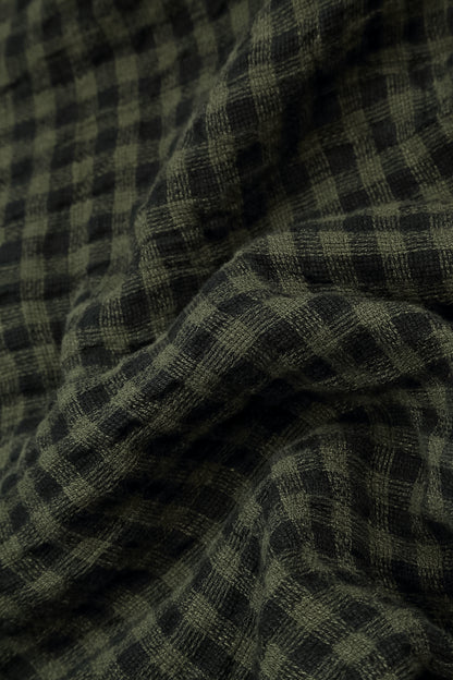 Loose Forest Mist Check Linen Trousers 5