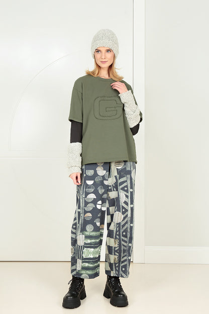 Loose Forest Mist Cotton Blouse 7