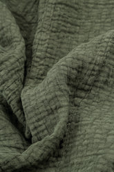 Loose Forest Mist Textured Linen Blouse 5