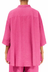 Loose Fuchsia Textured Silk Shirt 2