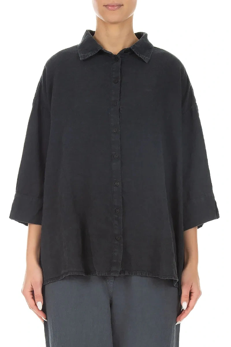 Loose Graphite Linen Shirt 1