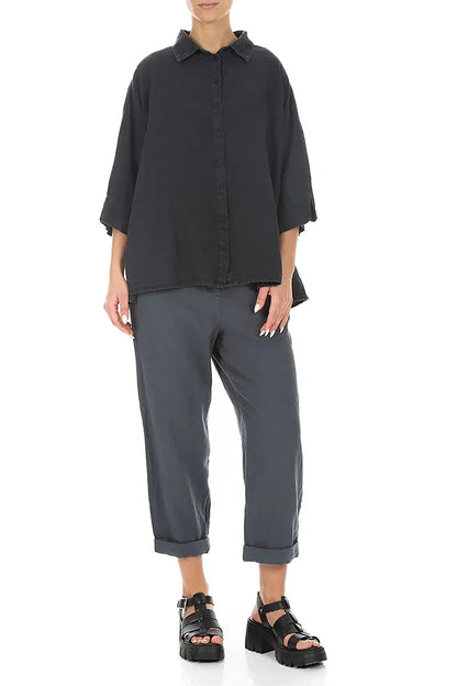 Loose Graphite Linen Shirt