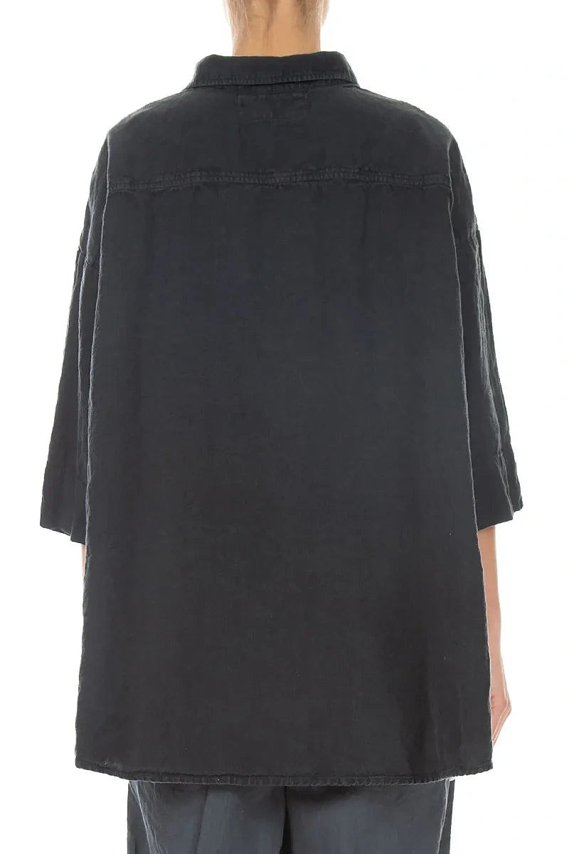 Loose Graphite Linen Shirt 2