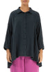 Loose Graphite Textured Linen Shirt 1