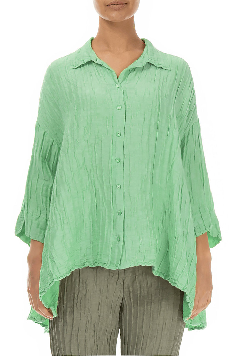 Loose Green Sorbet Silk Linen Shirt