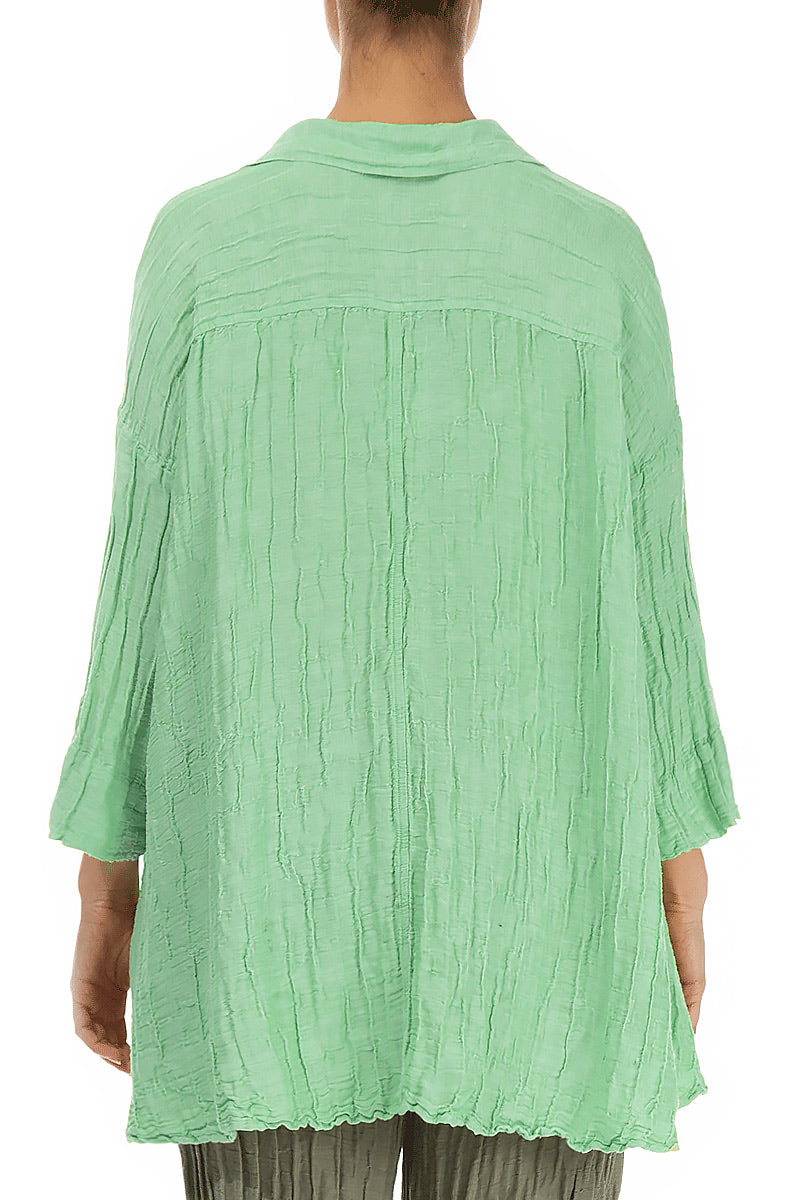 Loose Green Sorbet Silk Linen Shirt