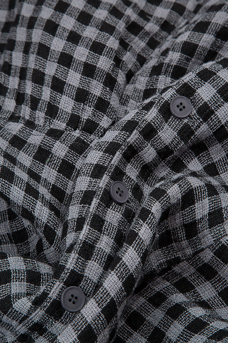 Loose Grey Check Linen Shirt