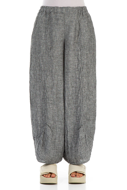 Loose Grey Mélange Linen Trousers