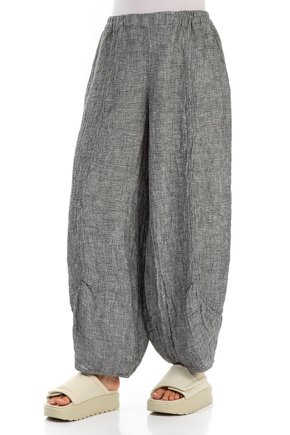 Loose Grey Mélange Linen Trousers