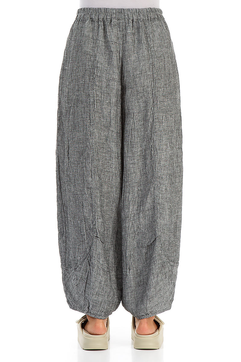 Loose Grey Mélange Linen Trousers
