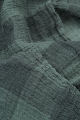 Loose Large Check Sage Gauze Linen Shirt 5