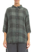 Loose Large Check Sage Gauze Linen Shirt 1