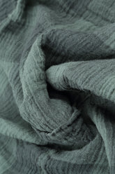 Loose Large Check Sage Gauze Linen Tunic 5