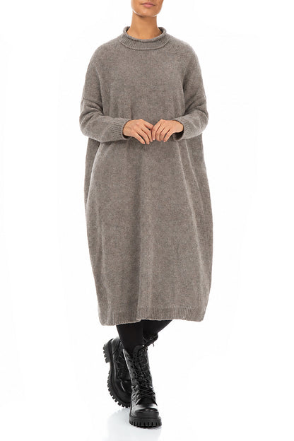 Loose Light Brown Knitted Wool Dress 4