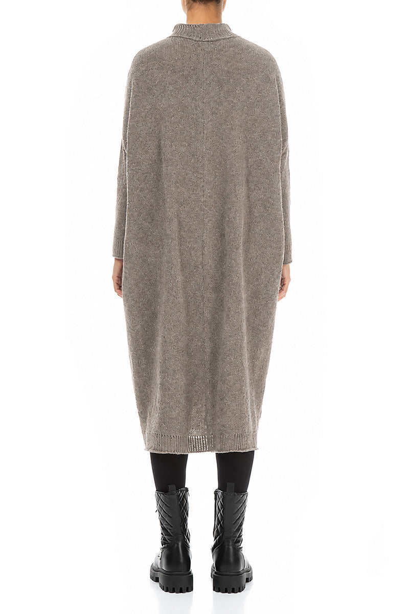 Loose Light Brown Knitted Wool Dress 2