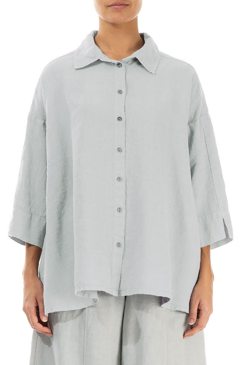Loose Light Grey Linen Shirt