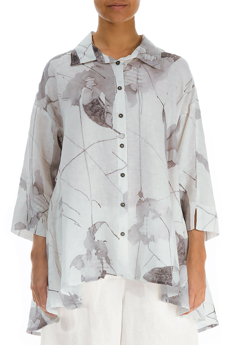 Loose Light Grey Mirage Linen Shirt