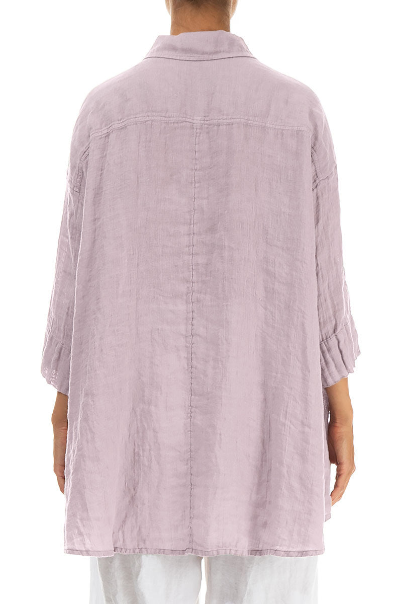 Loose Lilac Gauze Linen Shirt