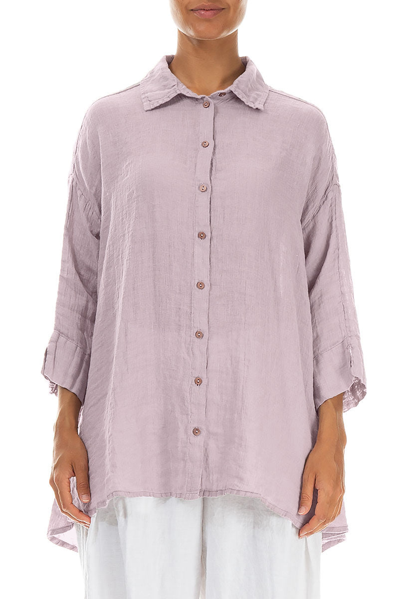 Loose Lilac Gauze Linen Shirt