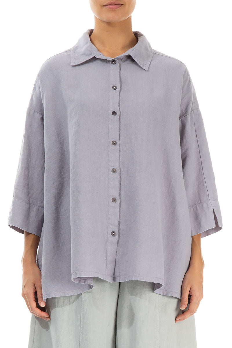 Loose Lilac Grey Linen Shirt
