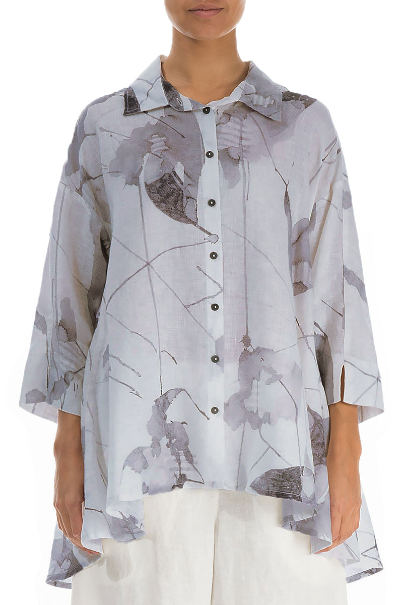 Loose Lilac Grey Mirage Linen Shirt