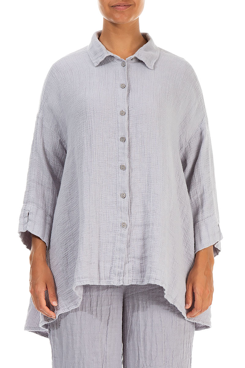 Loose Lilac Grey Textured Linen Shirt