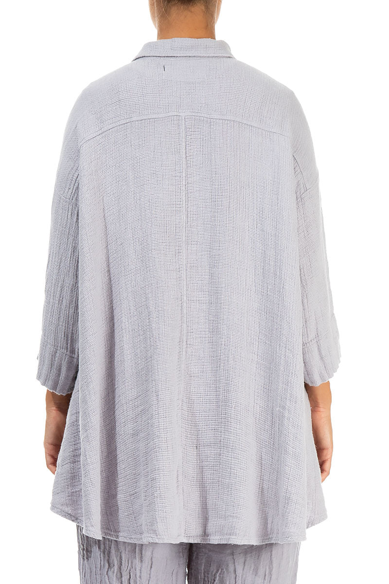 Loose Lilac Grey Textured Linen Shirt
