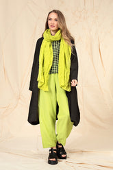 Loose Lime Check Gauze Linen Blouse 6