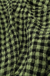 Loose Lime Check Gauze Linen Blouse 5