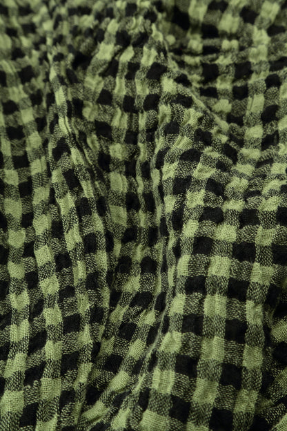 Loose Lime Check Gauze Linen Blouse 5