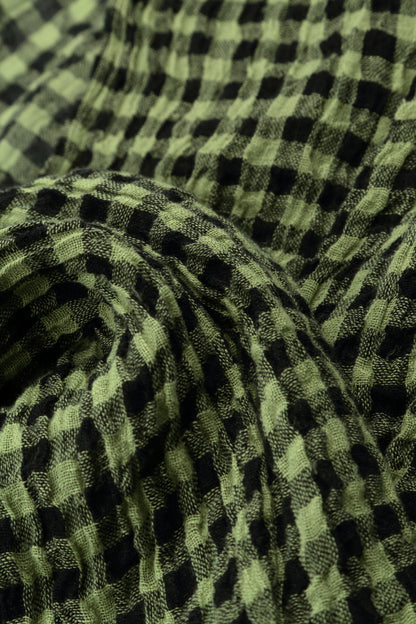 Loose Lime Check Gauze Linen Shirt 5