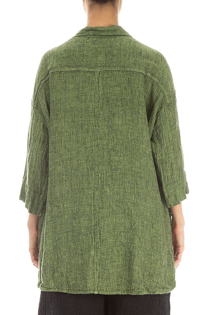 Loose Lime Mélange Linen Shirt 2