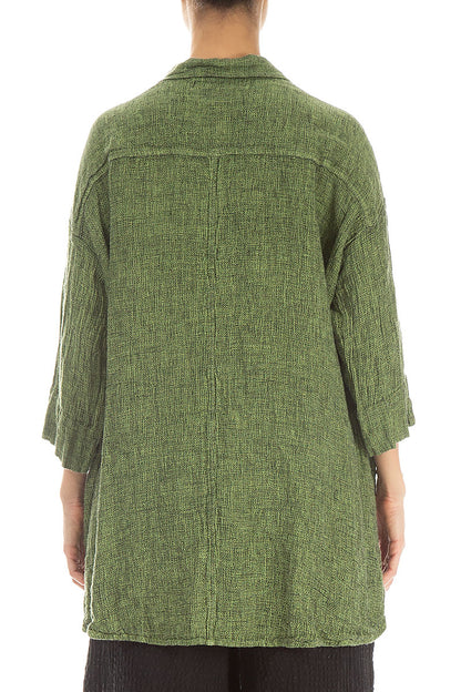Loose Lime Mélange Linen Shirt 2