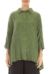 Loose Lime Mélange Linen Shirt 1