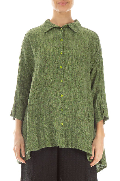 Loose Lime Mélange Linen Shirt 1