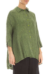 Loose Lime Mélange Linen Shirt 3