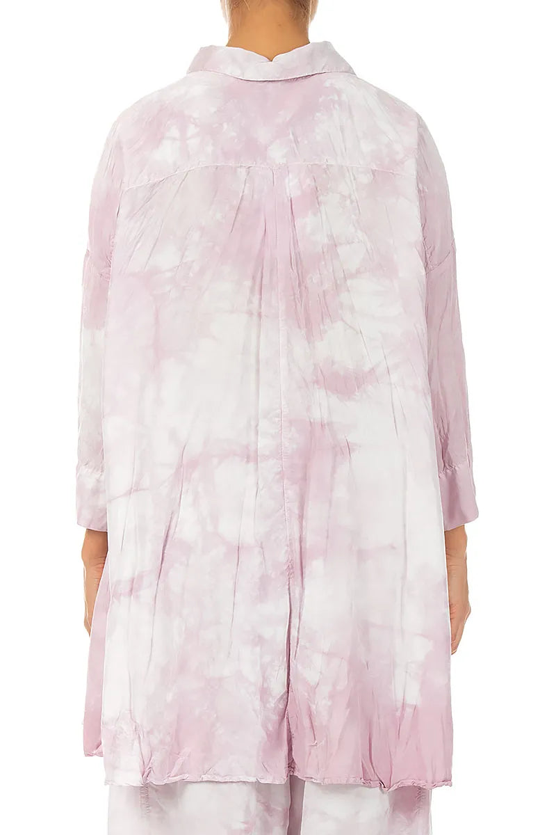 Loose Liquid Pink Crumpled Pure Silk Shirt