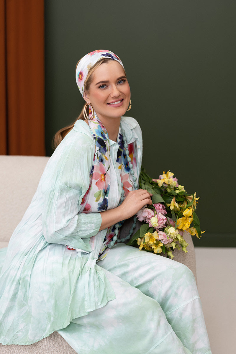 Chemise en soie ample Liquid Sea Mist