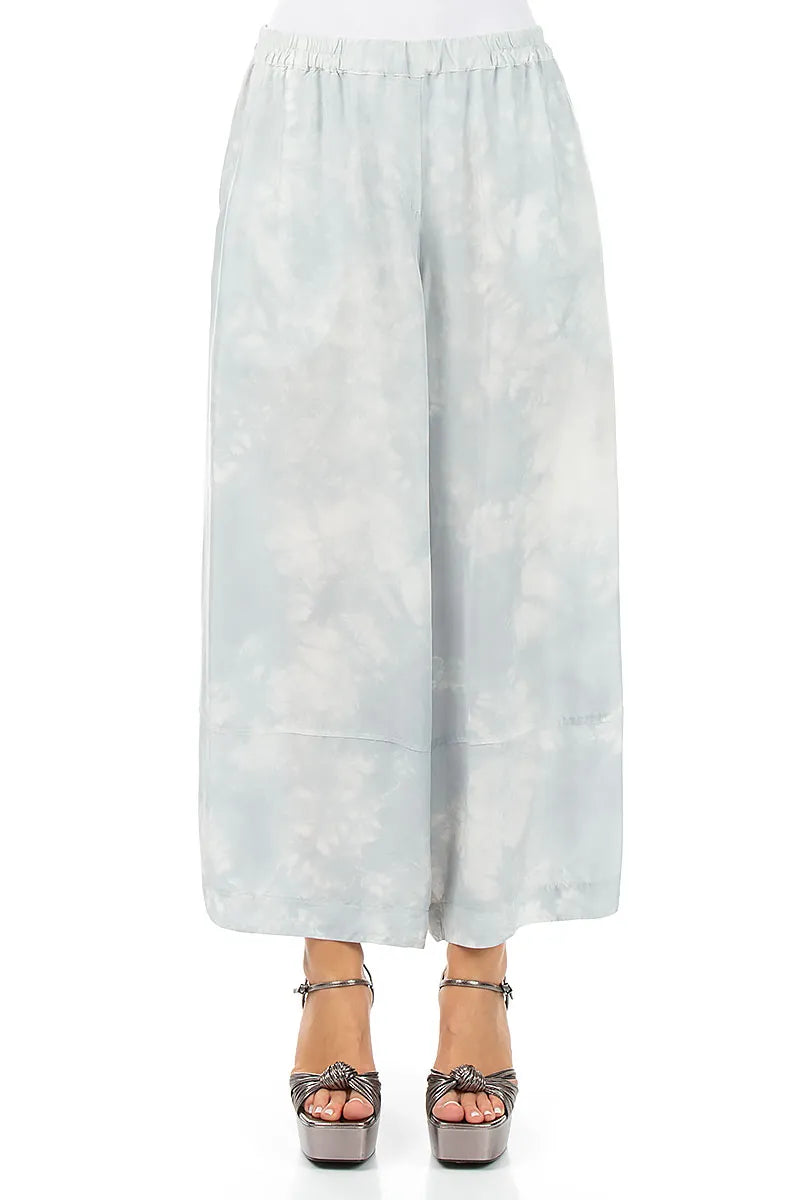 Loose Liquid Silver Pure Silk Trousers