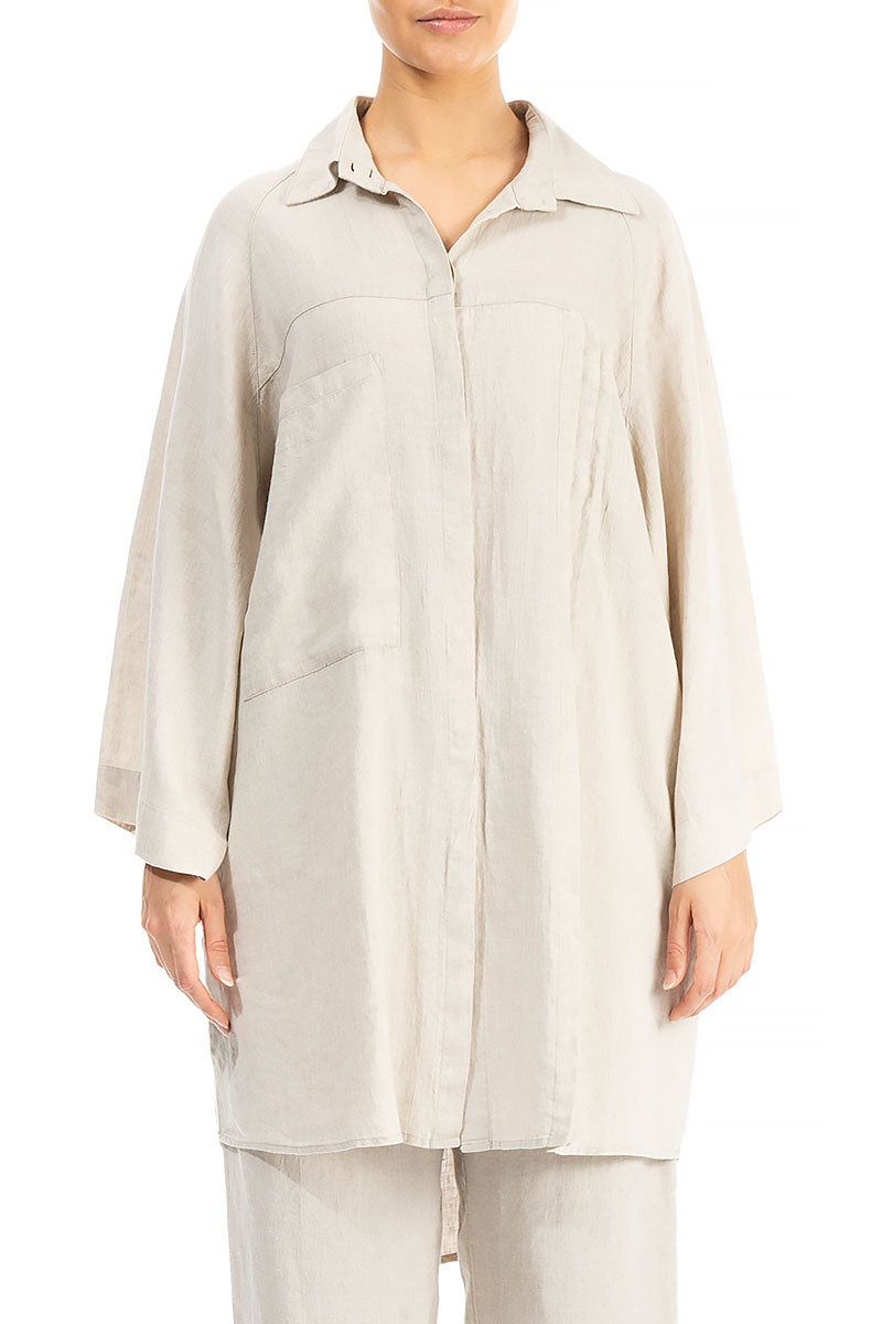 Loose Longer Back Natural Linen Shirt 1