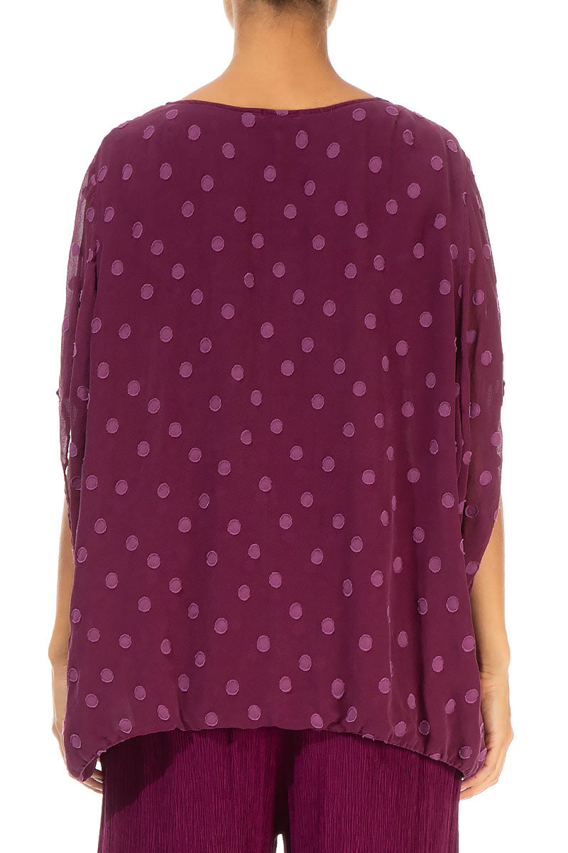 Loose Magenta Dotty Silk Blouse