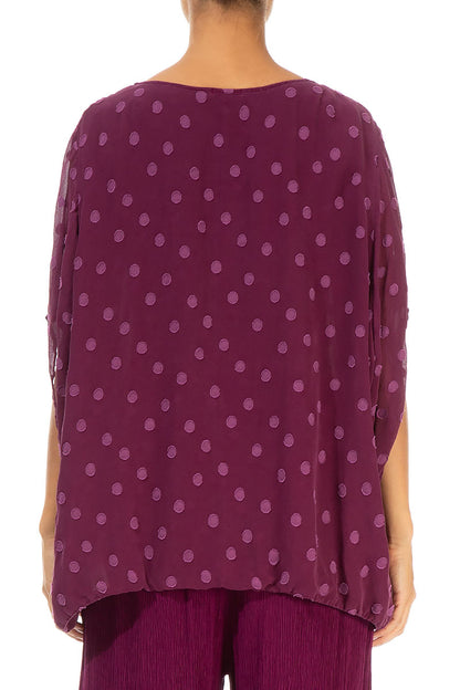 Loose Magenta Dotty Silk Blouse