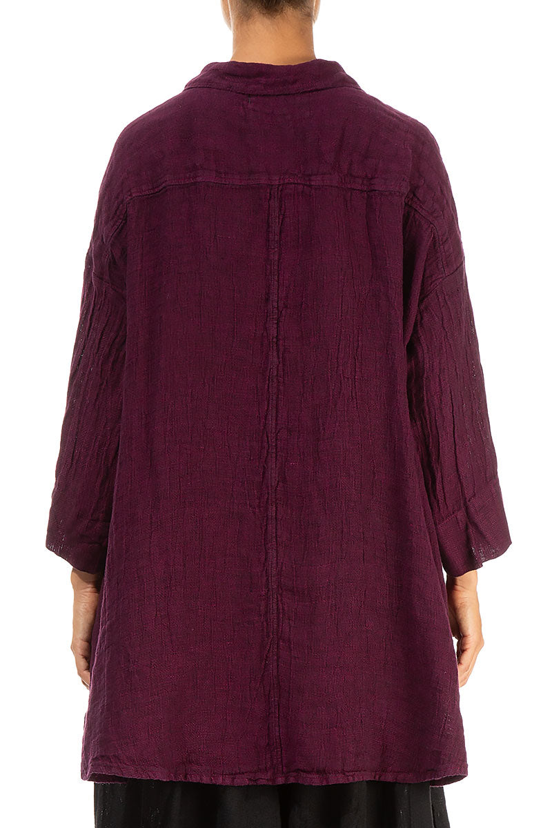 Loose Magenta Mélange Linen Shirt