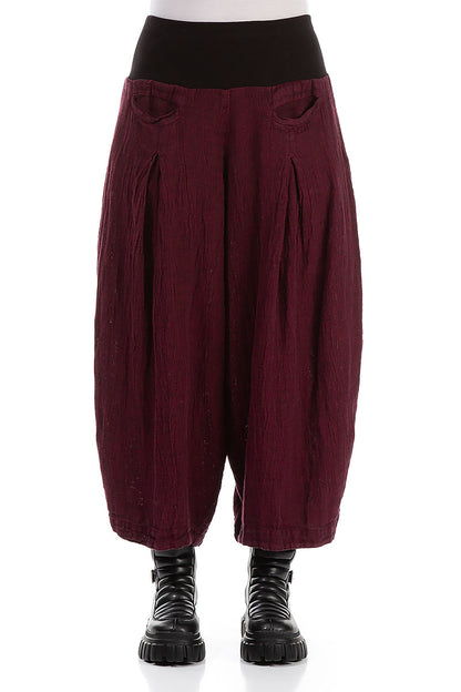 Loose Magenta Mélange Linen Trousers