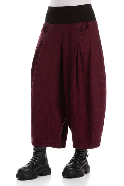 Loose Magenta Mélange Linen Trousers