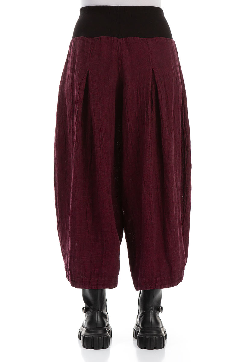 Loose Magenta Mélange Linen Trousers