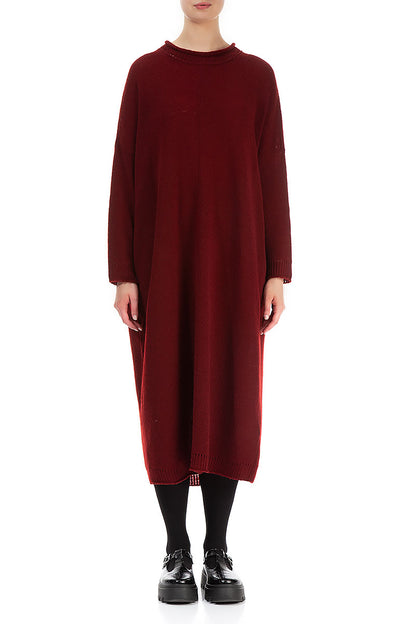 Loose Maroon Wool Dress