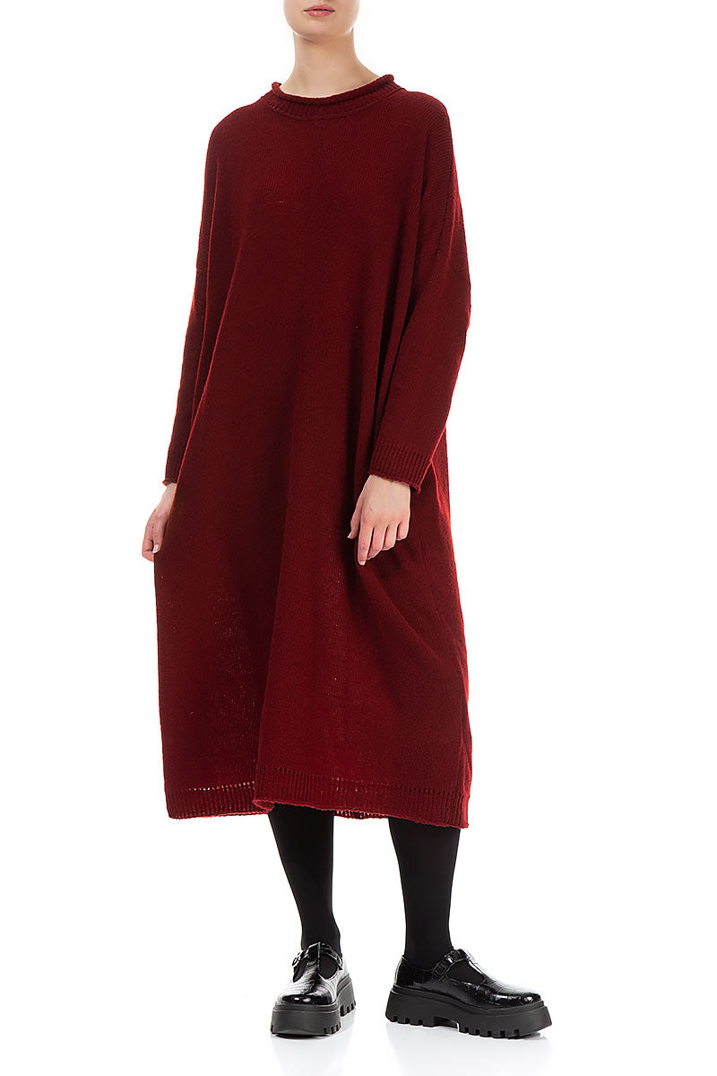 Loose Maroon Wool Dress